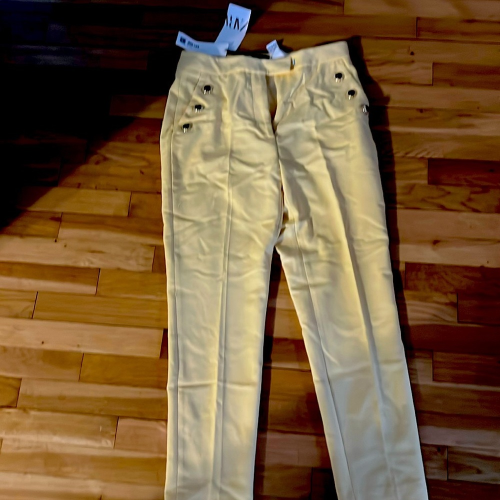 Zara yellow cropped sailor pants